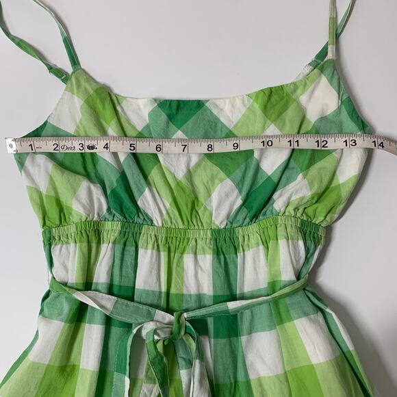 SO Green White Plaid Spaghetti Strap Mini Sundress Medium - Picture 6 of 7